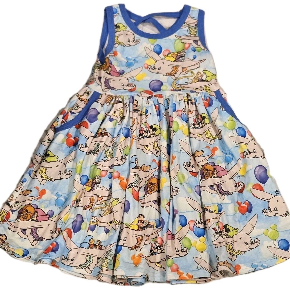 Flying Elephant Graphic Print Milksilk Boutique Twirl Dress Size 3T With Pockets
